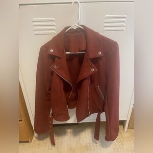 Lulus: Vegan Suede Moto Jacket (Deep Rust/Burt Orange)